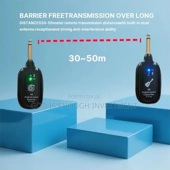 Original A8 Uhf Wireless Guitar Transmitter Receiver Set 730mhz 50m