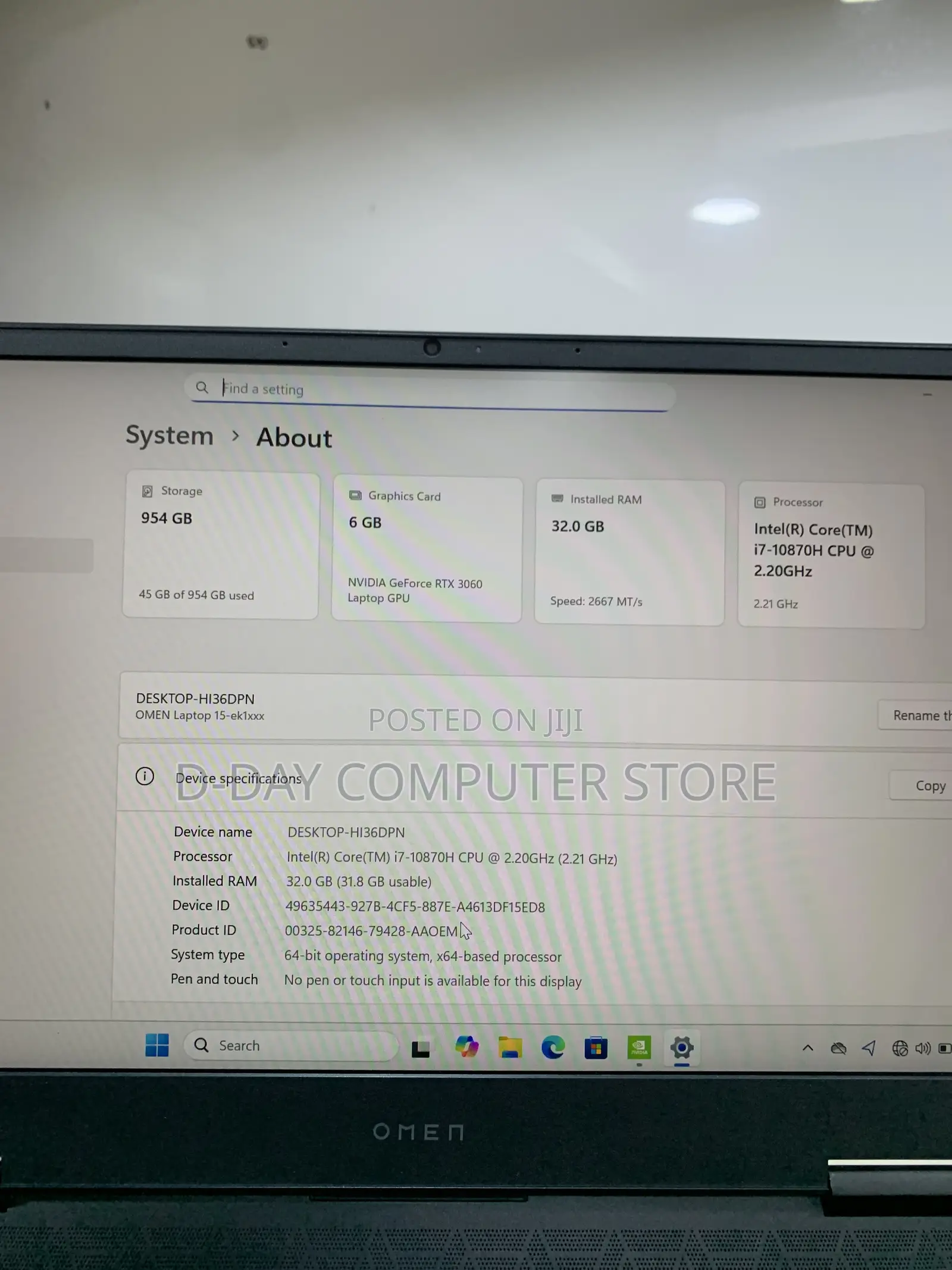 Laptop HP Omen 15 32GB Intel Core i7 SSD 1T