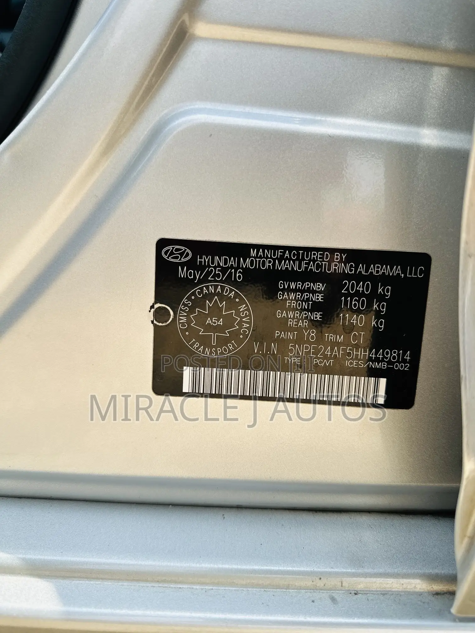 Hyundai Sonata Base Sedan FWD (2.4L 4cyl 6A) 2016 Silver