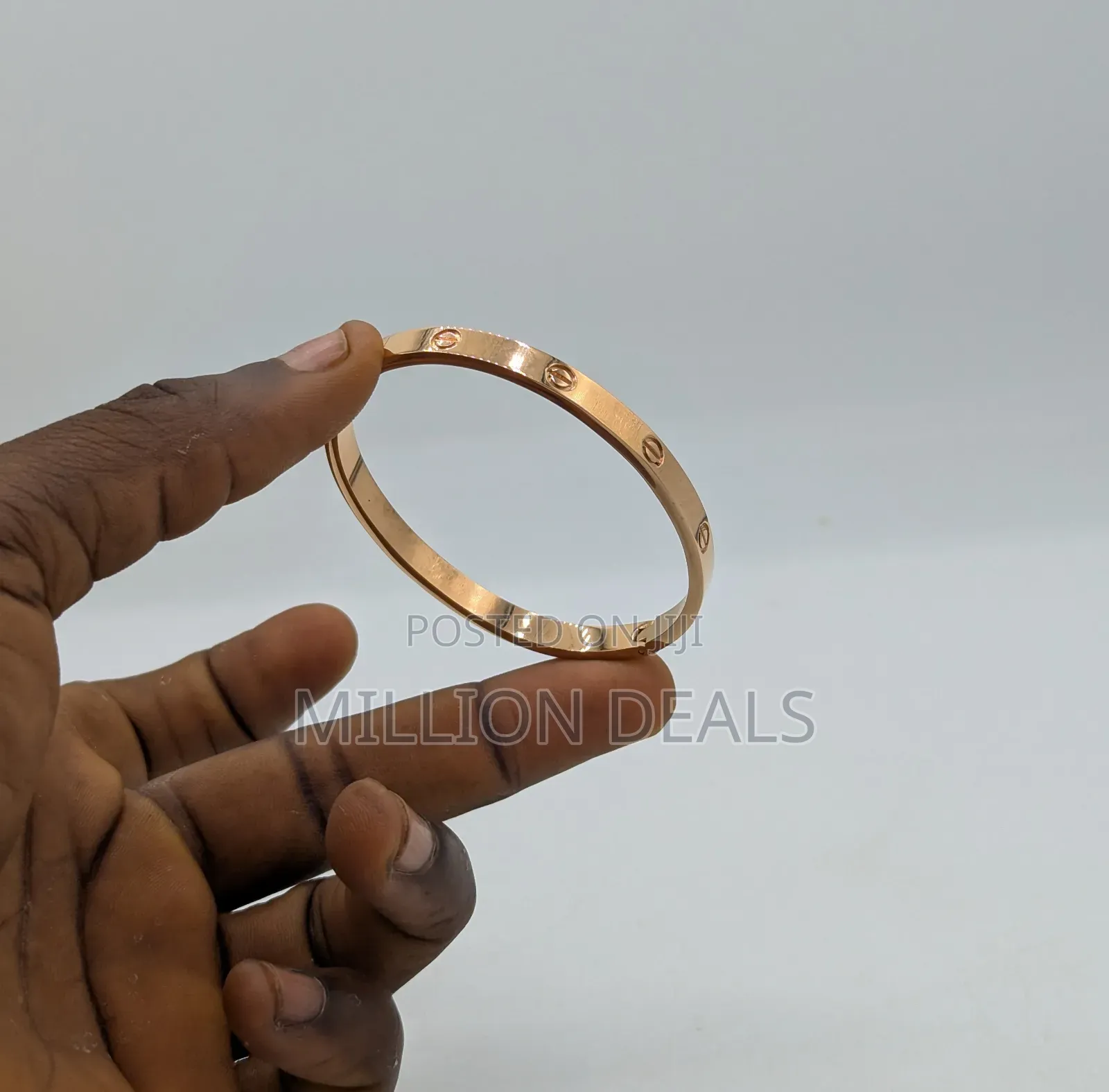Polished Steel Signature Cartier Men's Rose Gold Bracelet Link