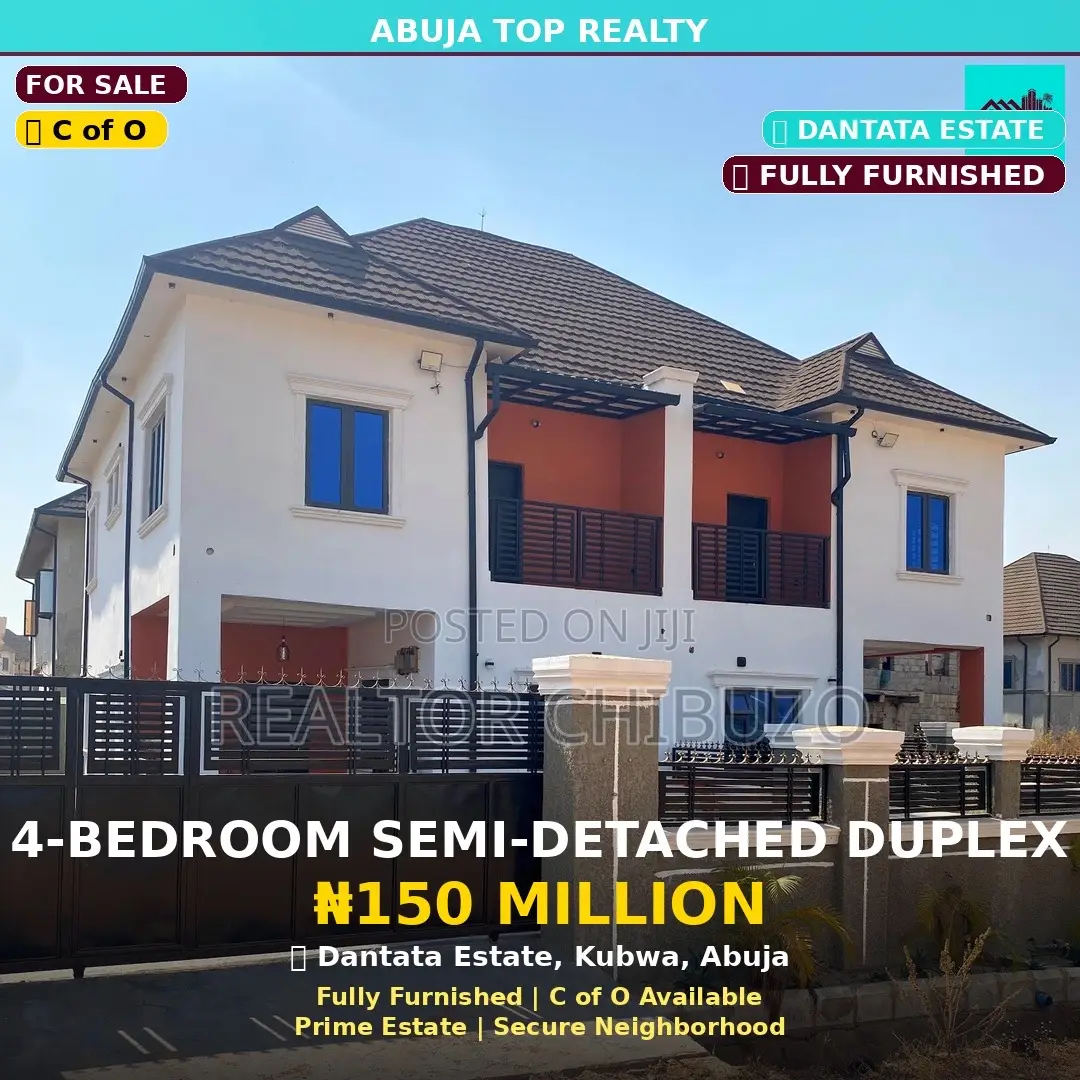 Furnished 4bdrm Duplex in Dantata Estate, Kubwa for sale