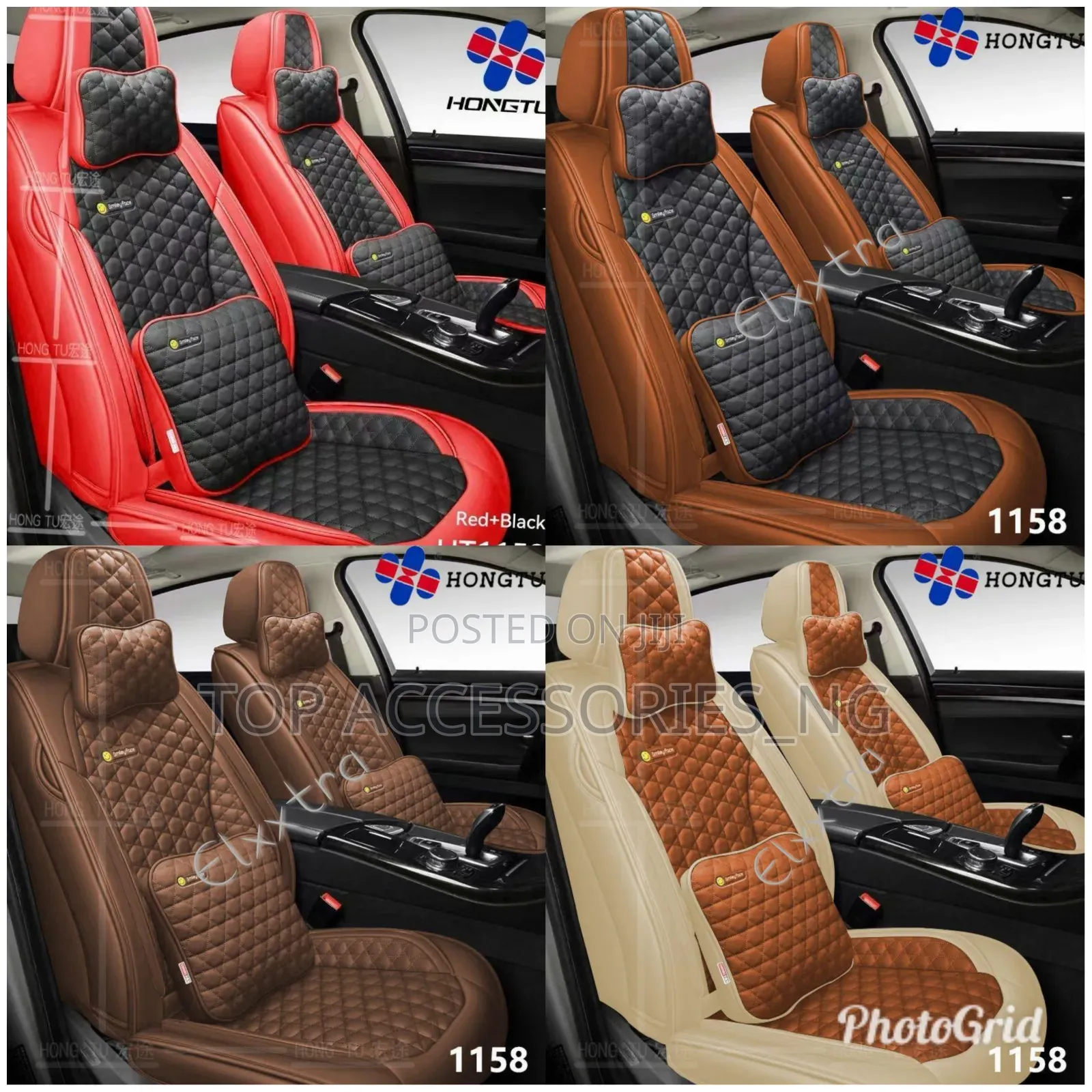 Res and Black Smile Car Seat Cover
