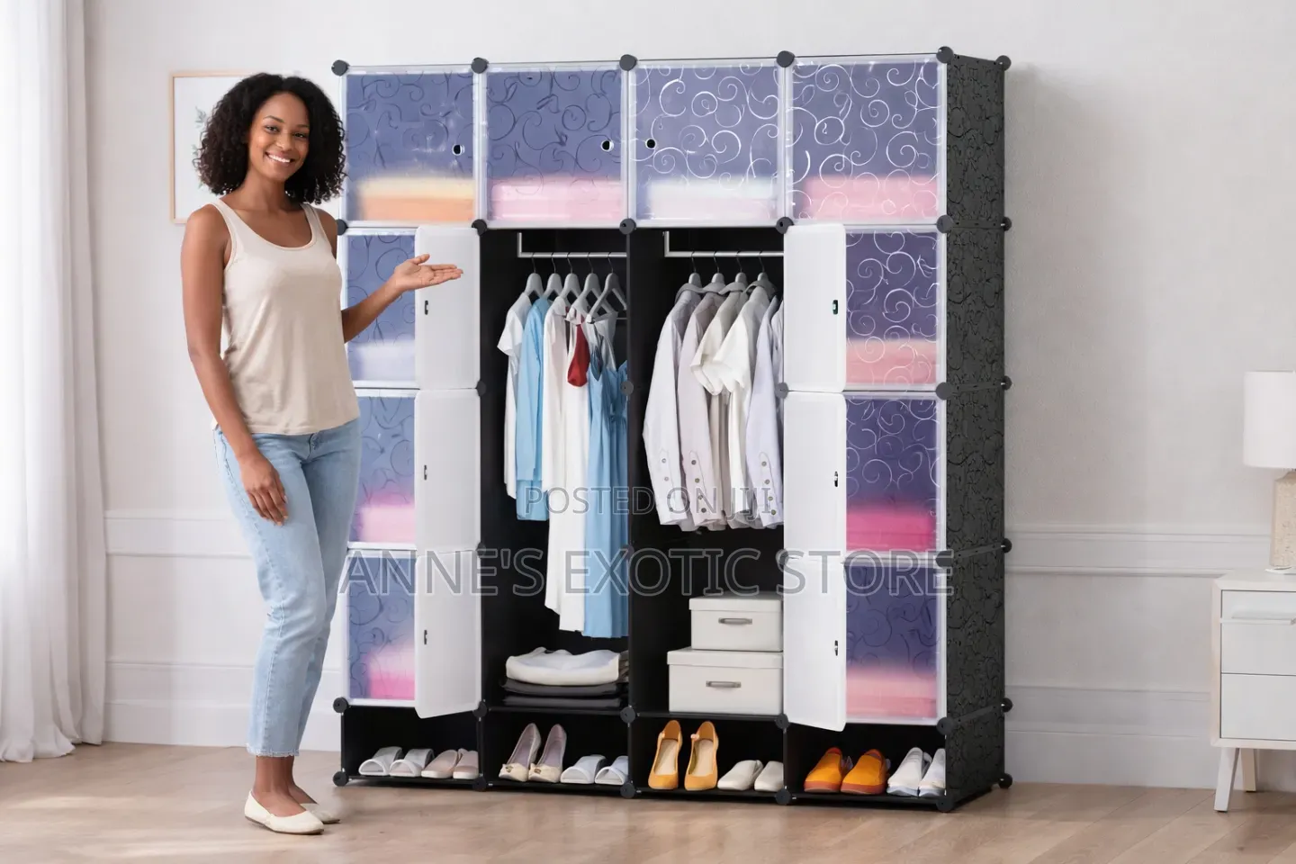 Portable Modular Plastic Wardrobe With Shoe Rack