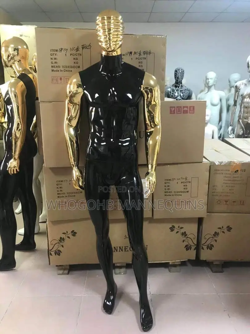 Razor Face Full Fibreglass Male Mannequin Black N Gold