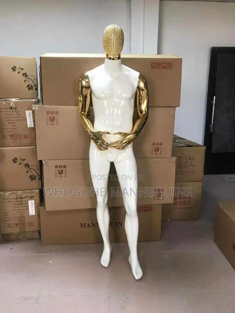 Stone Face Full Fibreglass Male Mannequin White Gold