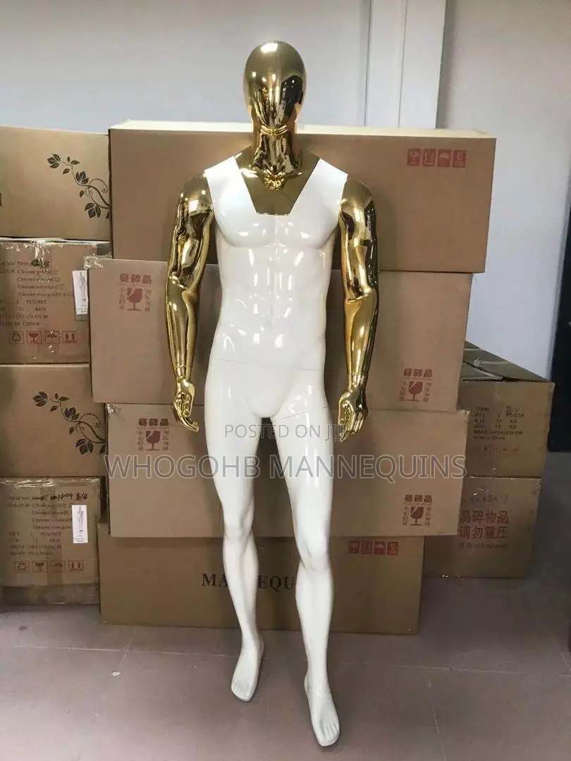 V Neck Full Fibreglass White Gold Male Mannequin