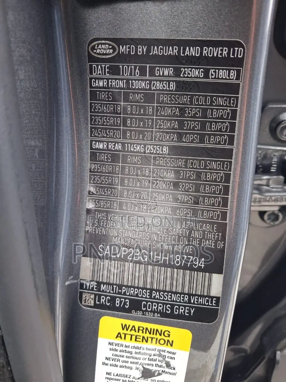 Land Rover Range Rover Evoque 2017 Gray