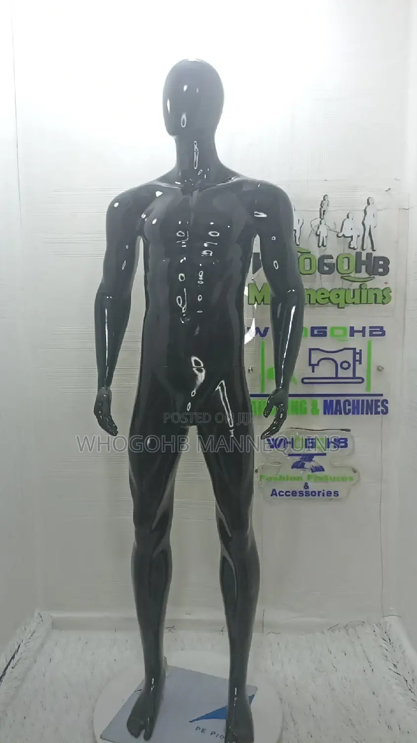 Dimkpa Muscular Man Egghead Faceless Glossy Black Male Mannequin