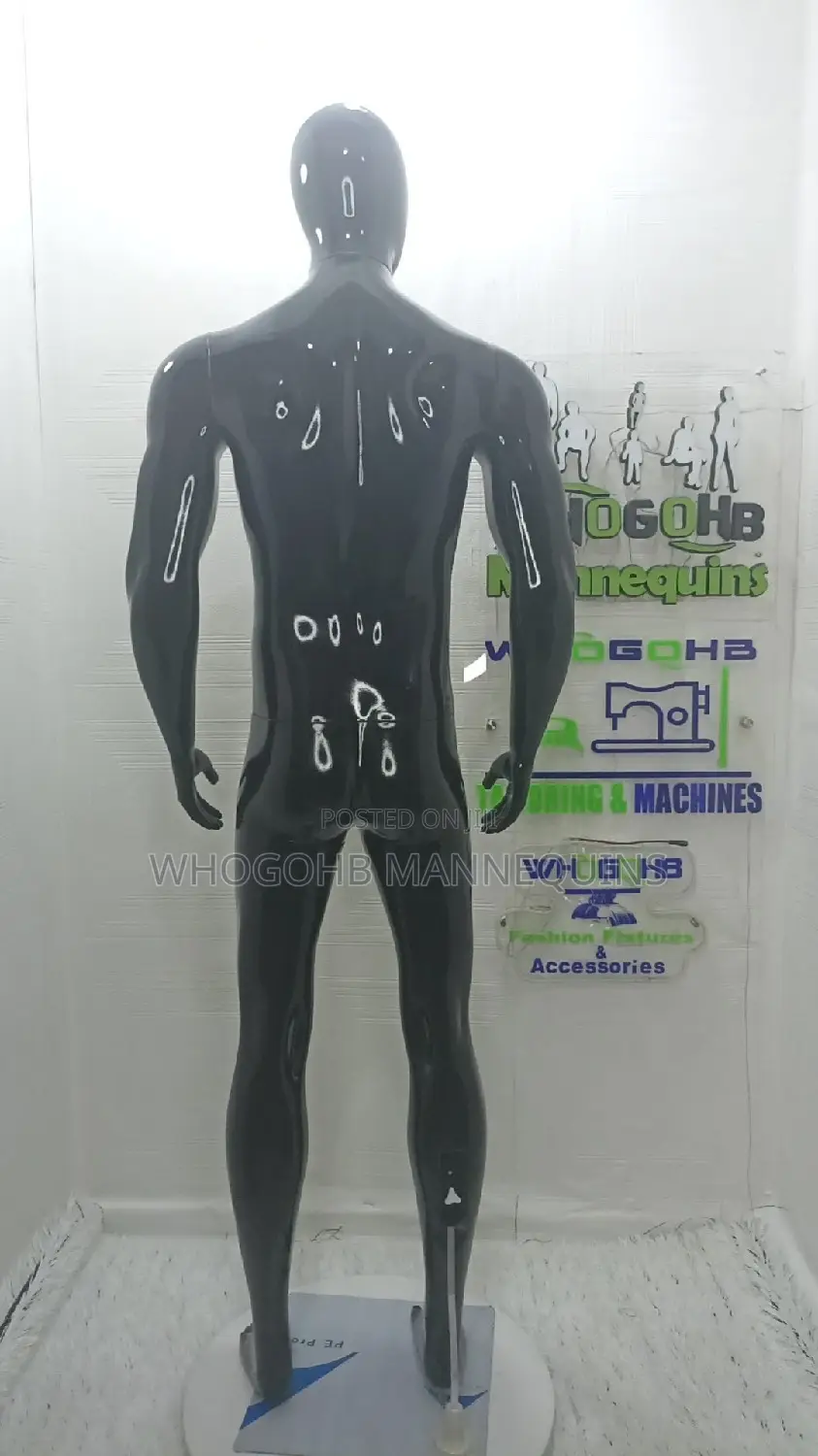 Dimkpa Muscular Man Egghead Faceless Glossy Black Male Mannequin