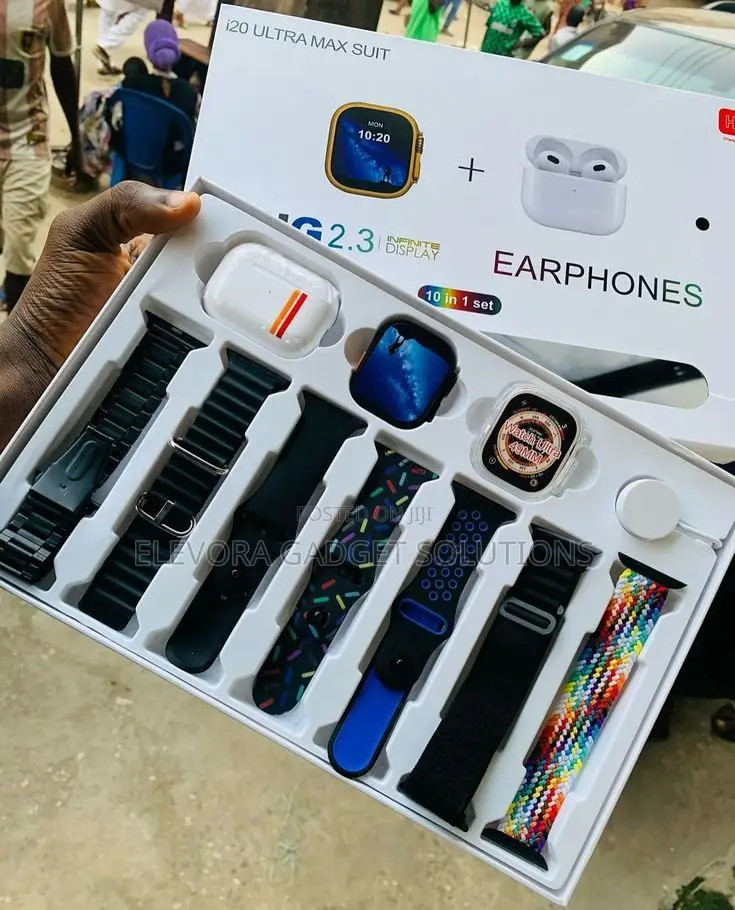 Smart Watch With Wireless Earbuds and 7 Straps