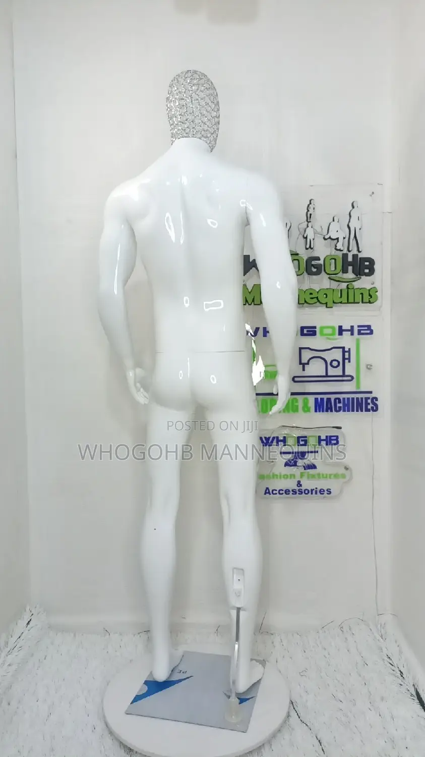 Dimkpa Male Mannequin Glossy White With Diamond Studs Wire Net Head