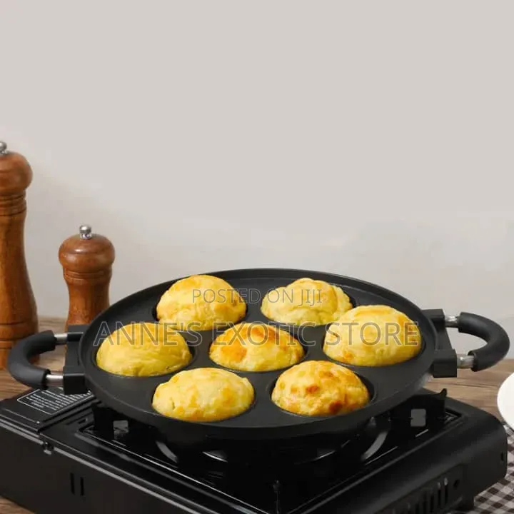 7-Hole Non-Stick Masa Akara Frying Pan With Lid