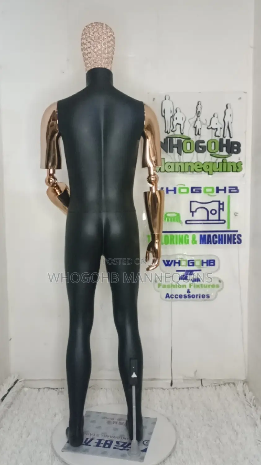 Prosthetic Adjustable Hands Black Rose Male Mannequin With Net Head