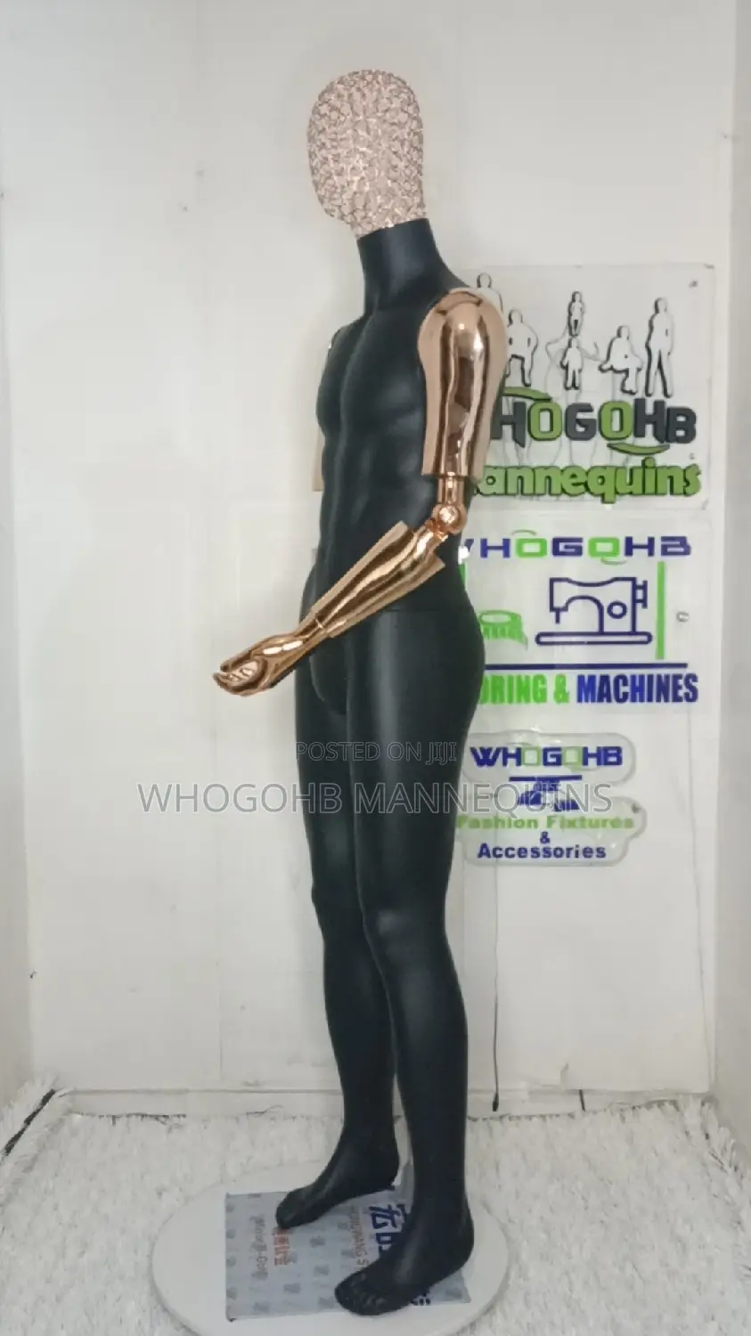 Prosthetic Adjustable Hands Black Rose Male Mannequin With Net Head
