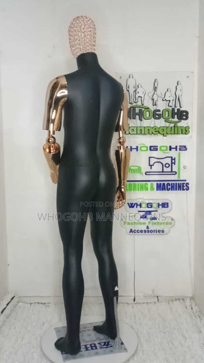 Prosthetic Adjustable Hands Black Rose Male Mannequin With Net Head