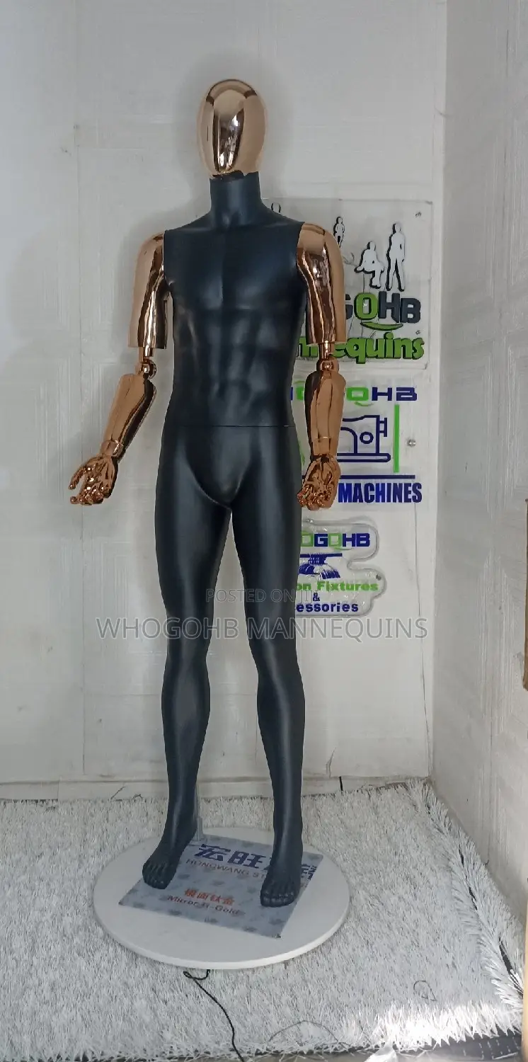 Prosthetic Adjustable Hands Black Rose Gold Male Mannequin Egghead