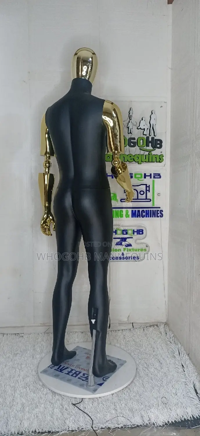 Prosthetic Adjustable Hands Matte Black Gold Male Mannequin