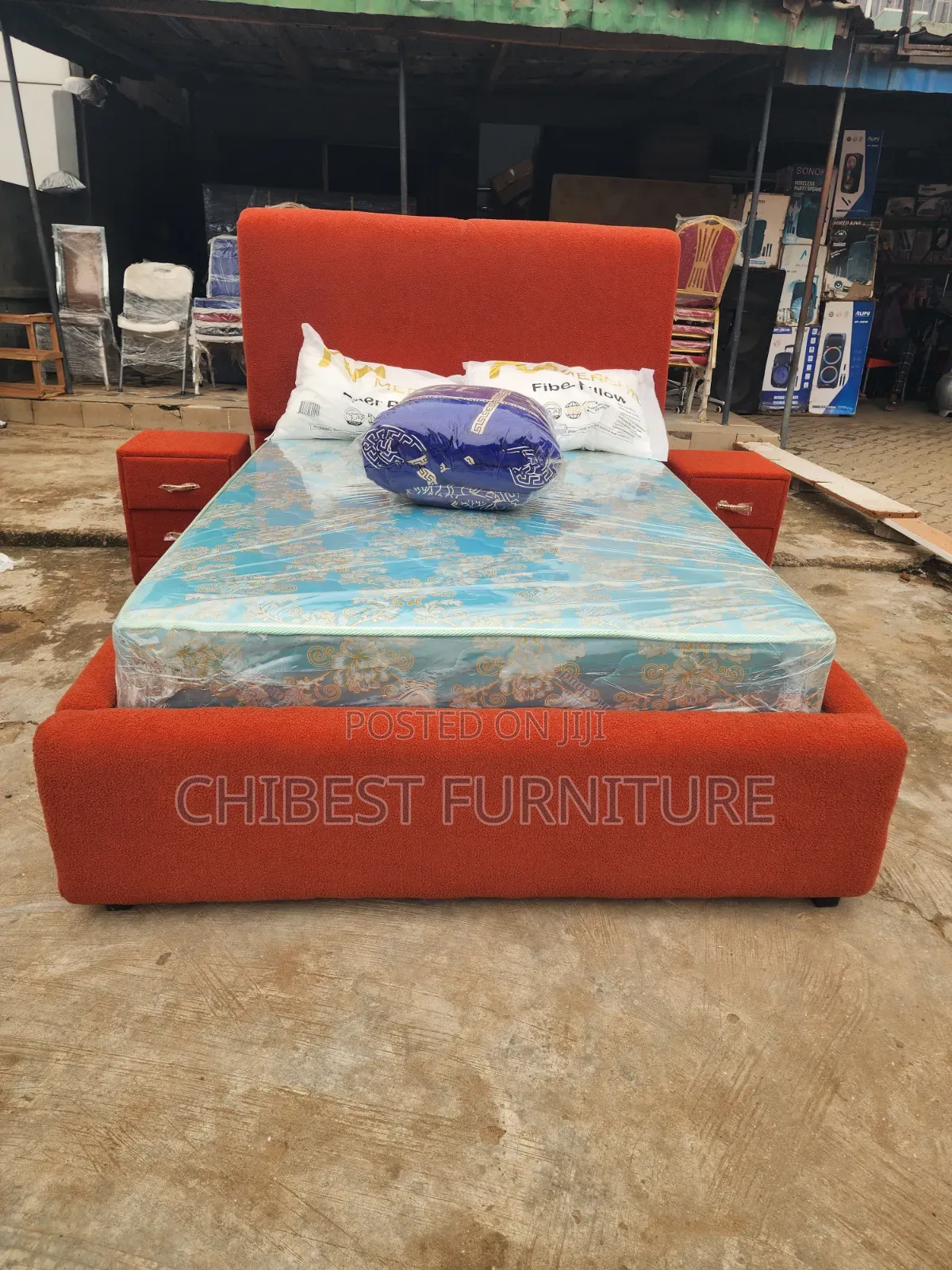Queen Size Padded Bed Frame With Side Drawers