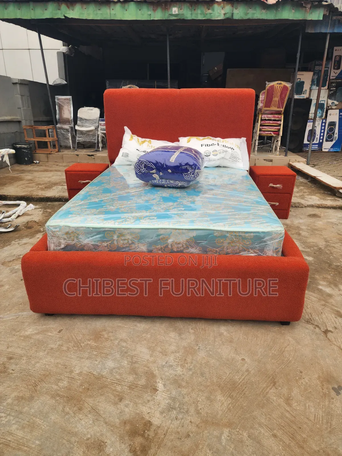 Queen Size Padded Bed Frame With Side Drawers
