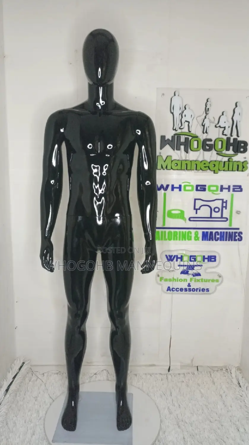 Chest 38" Full Body Glossy Black Male Mannequin