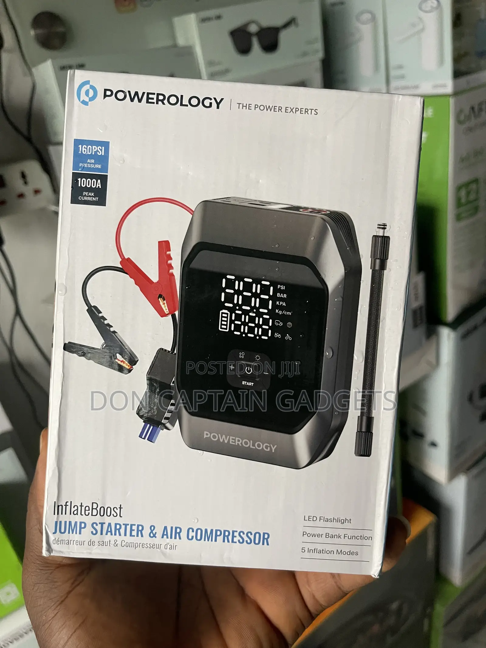 Powerology Inflate Boost Car Jump Starter and Tire Pump 10000mah