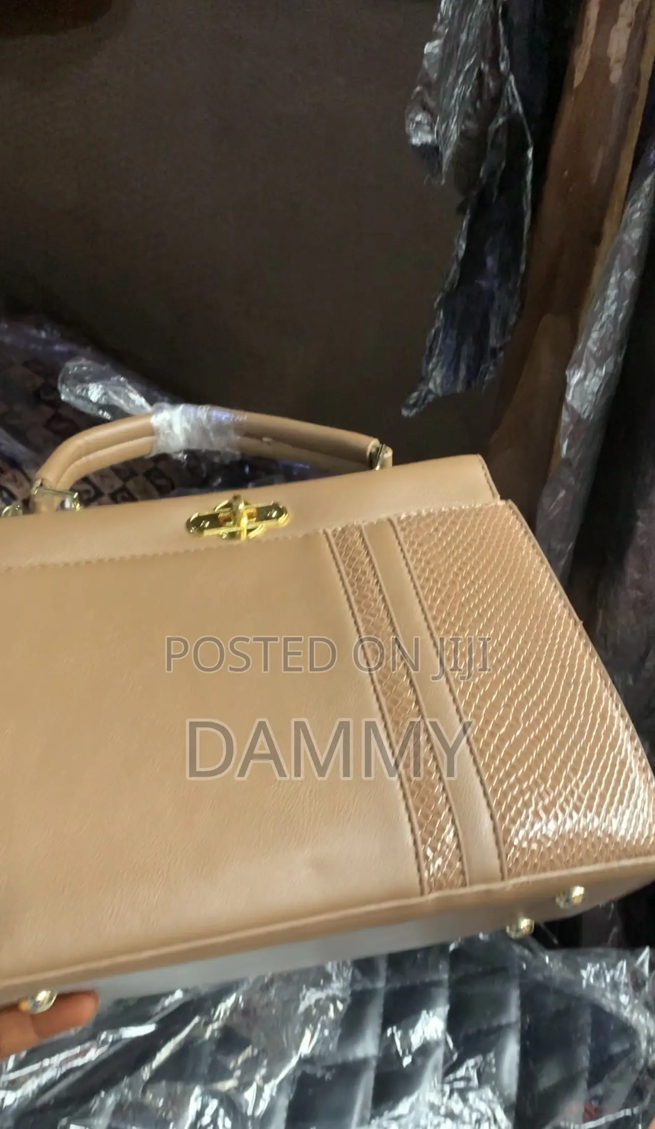 Beige Satchel Handbag
