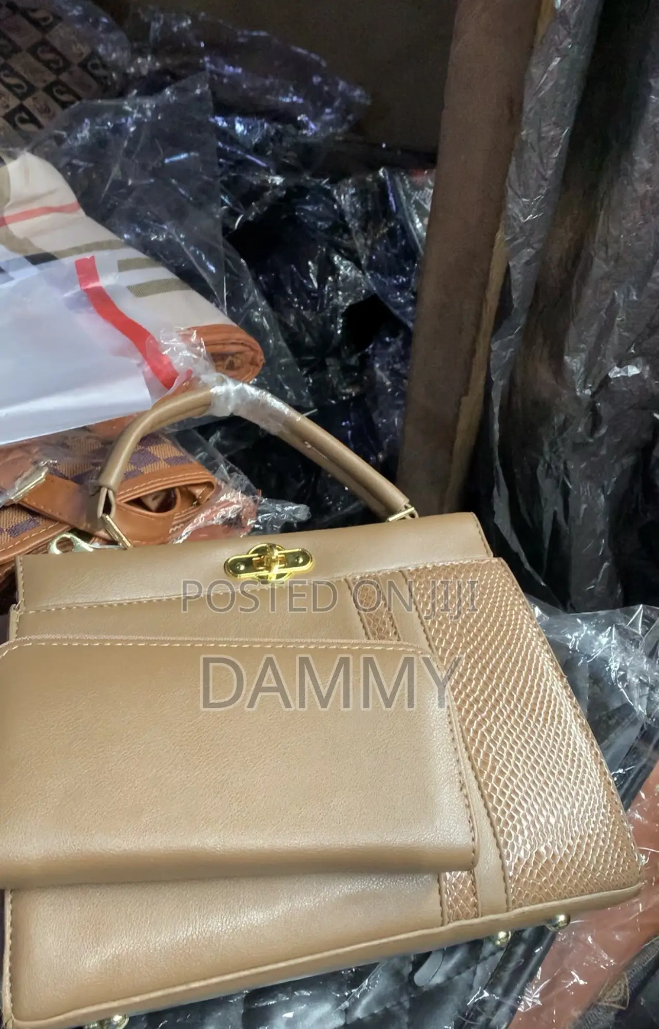 Beige Satchel Handbag