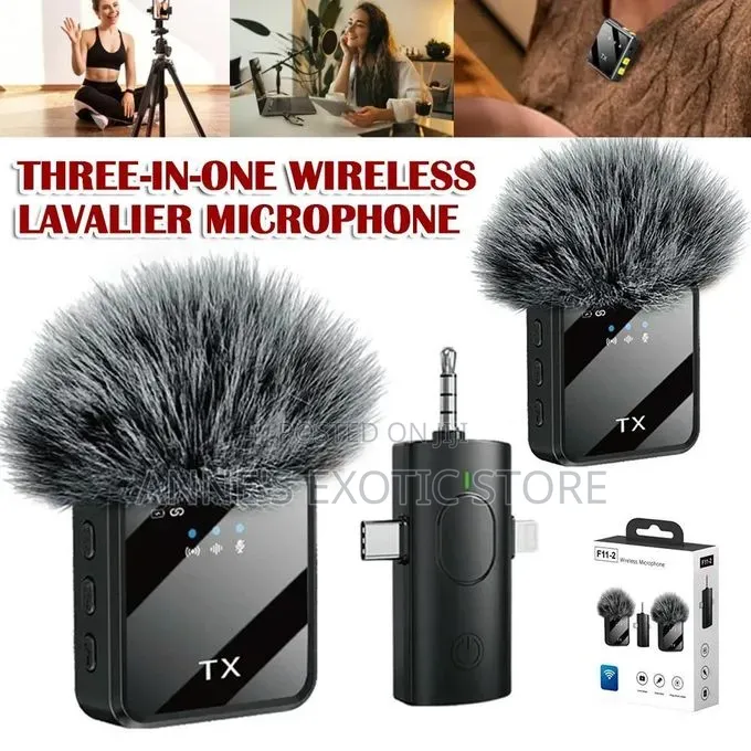 F11-2 Dual Wireless Lavalier Microphone With 3-in-1 Receiver