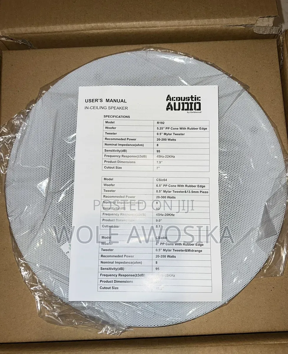 Acoustic Audio Csic84 50 Watts Ceiling Speaker 8" Woofer Single