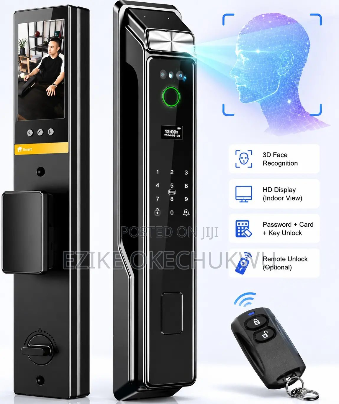 3d Face Recognition Smart Door Lock, Camera Biometric Lock With Remote