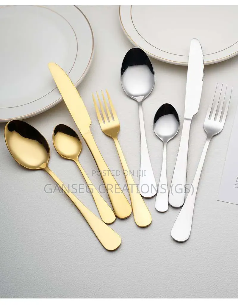 Luxury 24-Piece Egg-Shaped Cutlery Set – Gold Silver Variants