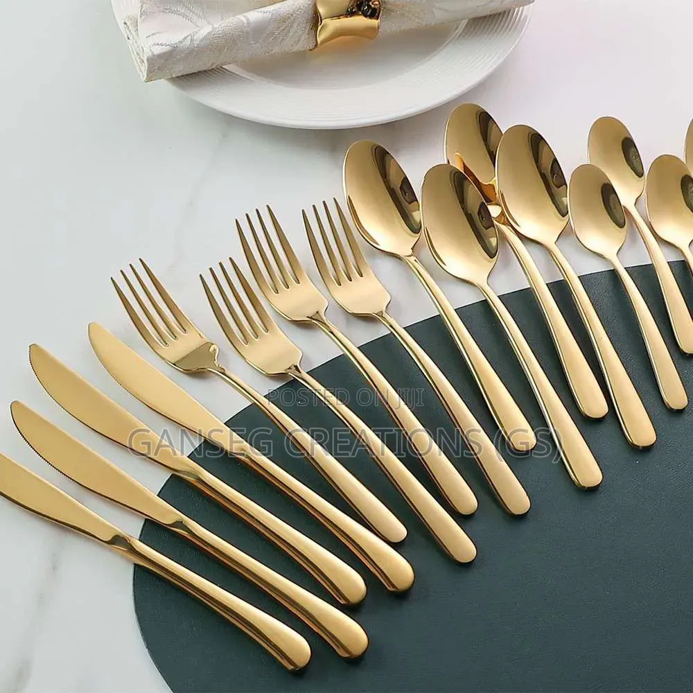Luxury 24-Piece Egg-Shaped Cutlery Set – Gold Silver Variants