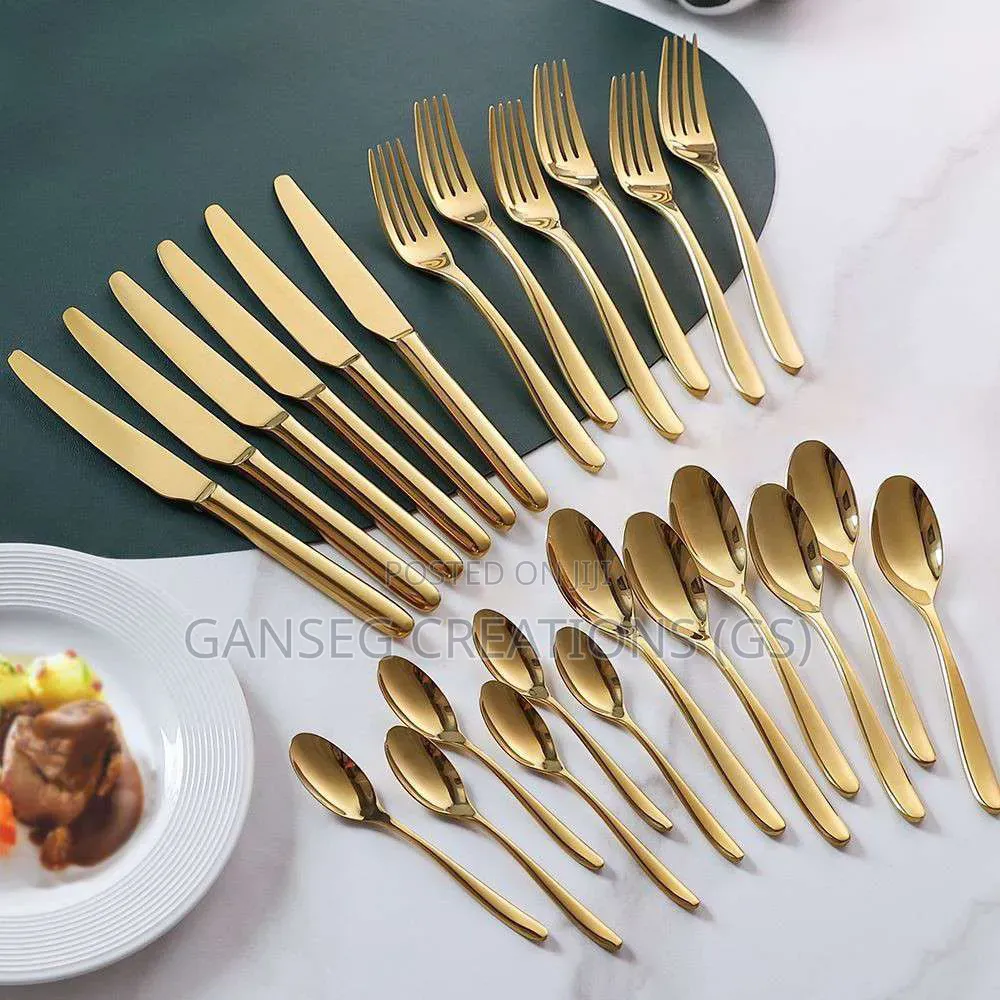 Luxury 24-Piece Egg-Shaped Cutlery Set – Gold Silver Variants