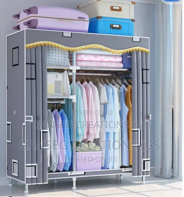 Heavy-Duty Folding Wardrobe Organizer With Steel Pipes Shelves
