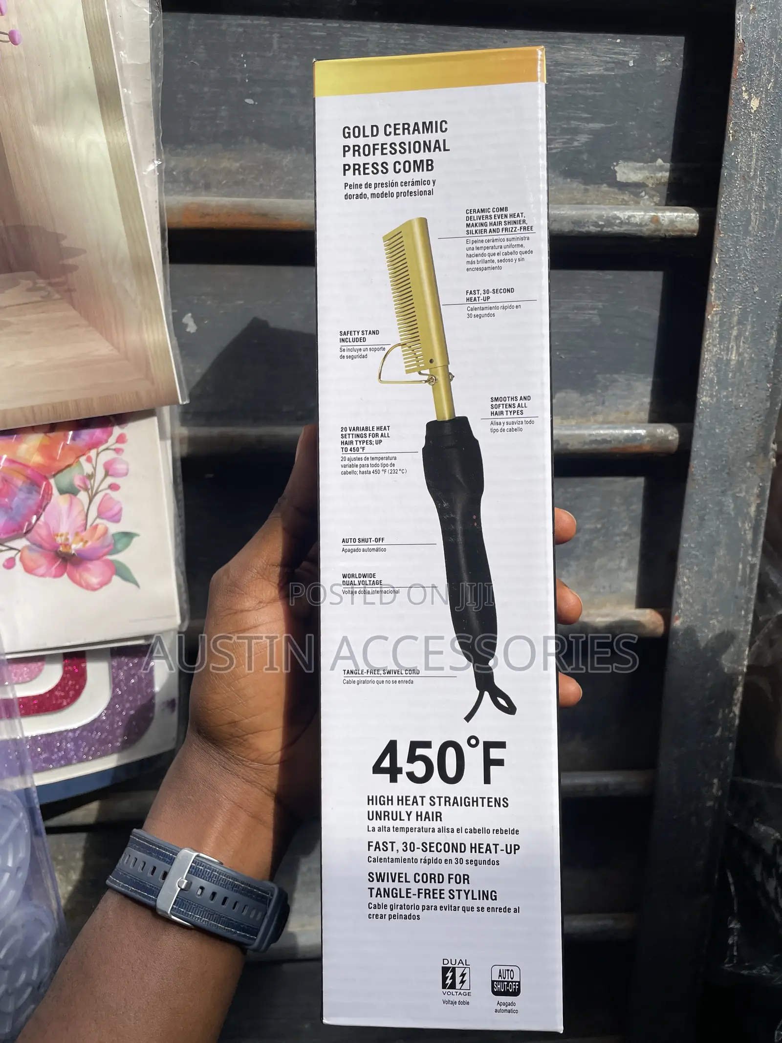 Gold Ceramic Professional Press Comb - High Heat Hot Comb