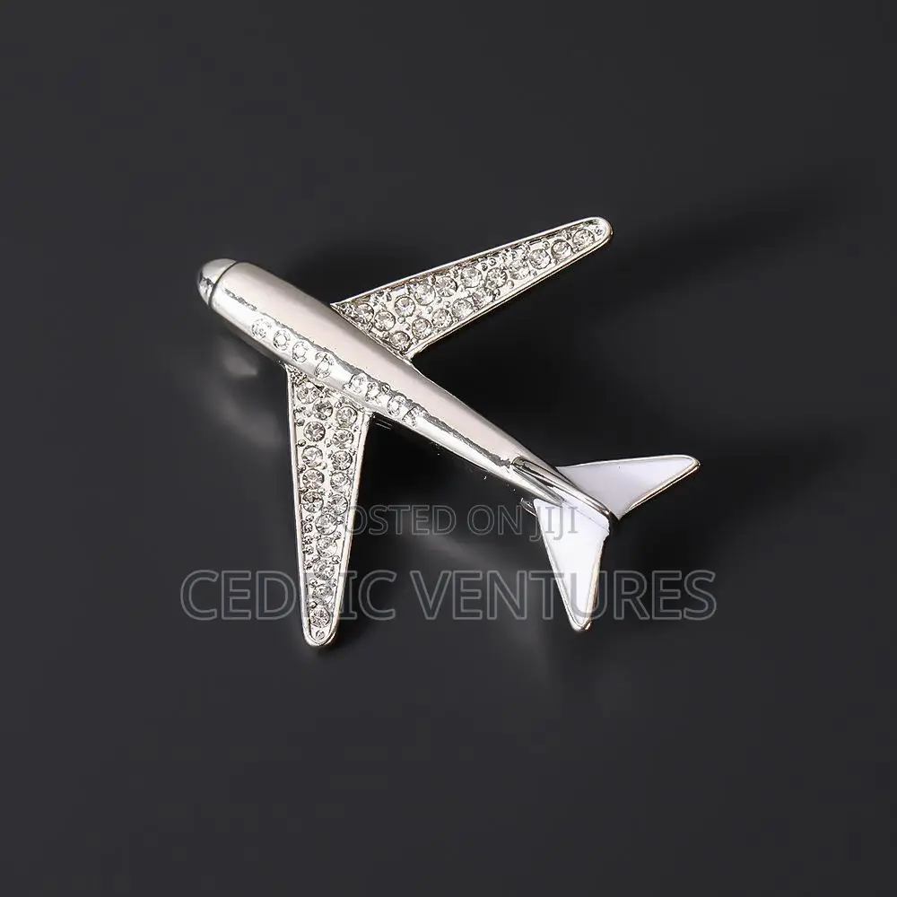 Enamel Rhinestone Airplane Brooch Pin
