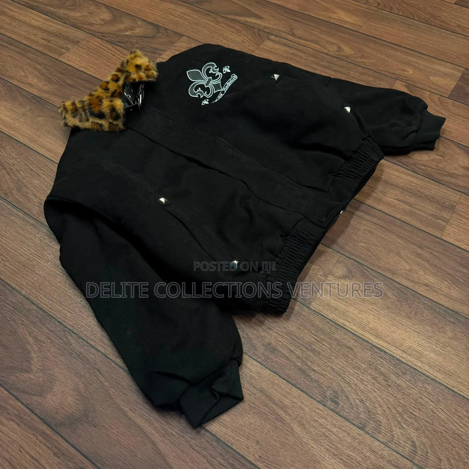 *Ayla Bomber Jacket W Leopard Print Faux Fur Collar* *M-Xl*