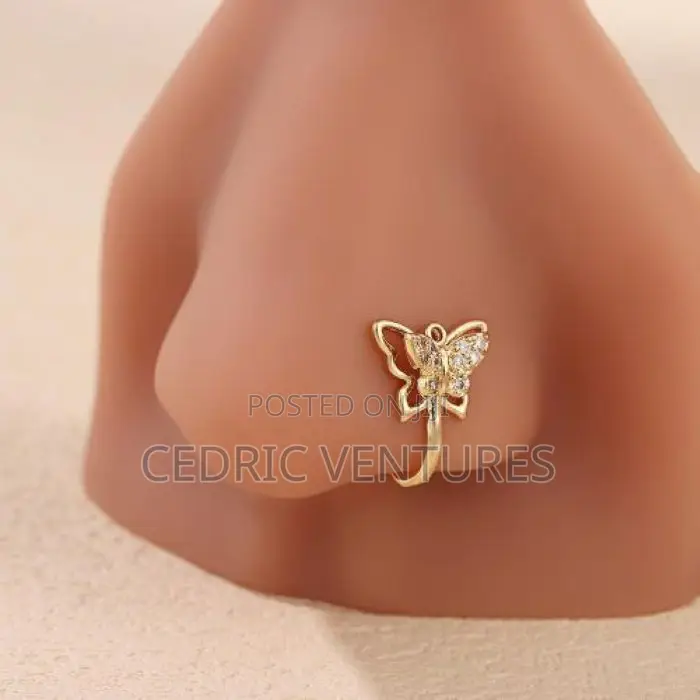Elegant Butterfly Shape Non Perforated U Shape Nose Ring