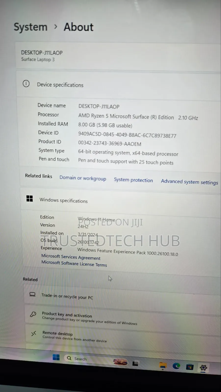 Laptop Microsoft Surface Laptop 3 8GB AMD Ryzen 5 SSD 128GB
