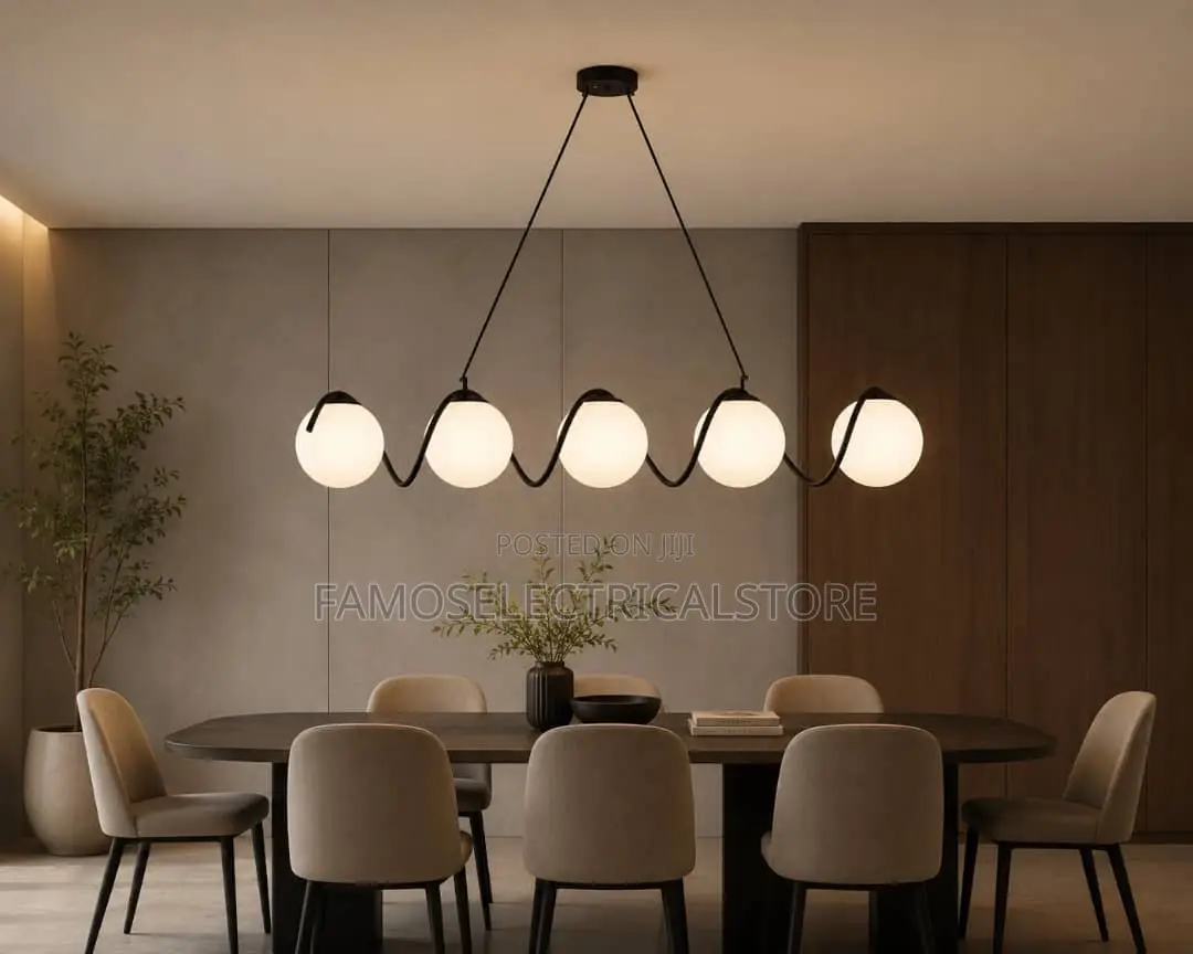 Wavy Linear 5-Globe Frosted Chandelier