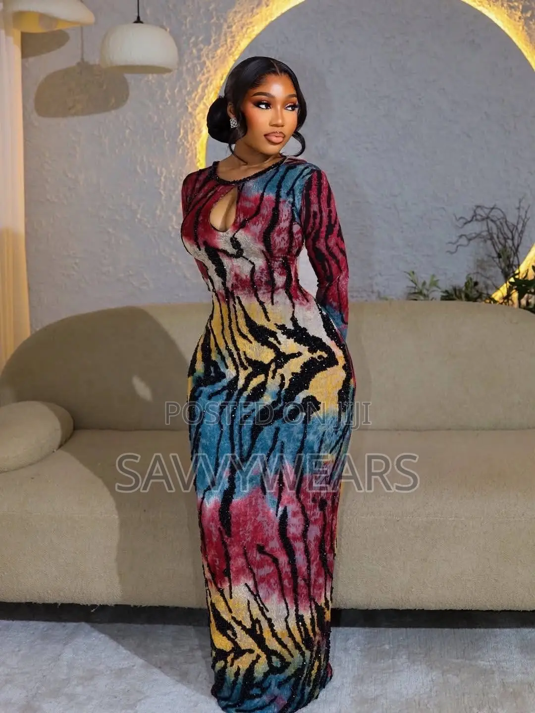 Beaded Mesh Gown