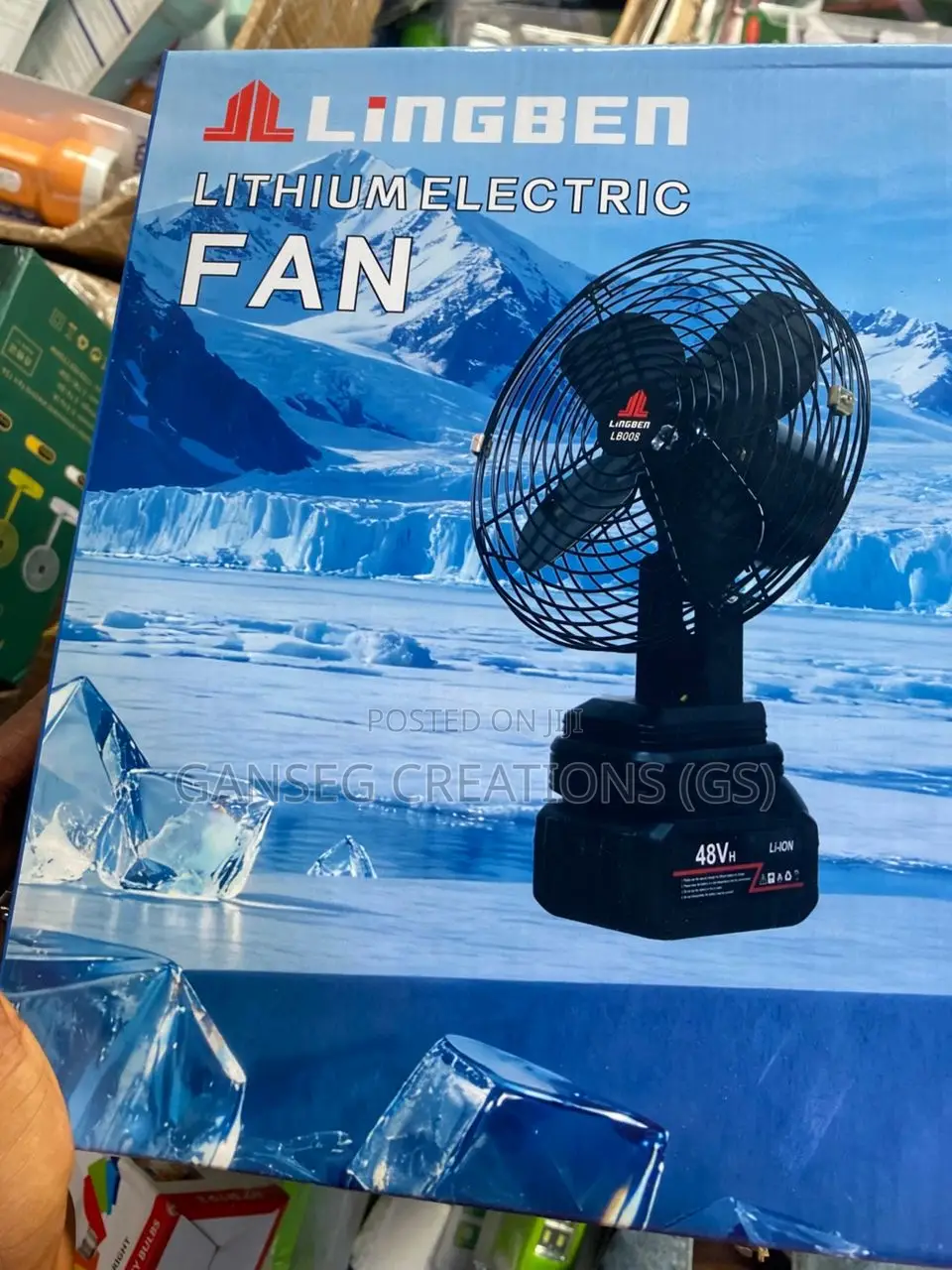 Original Lingben 48v Lithium Rechargeable Portable Desktop Fan