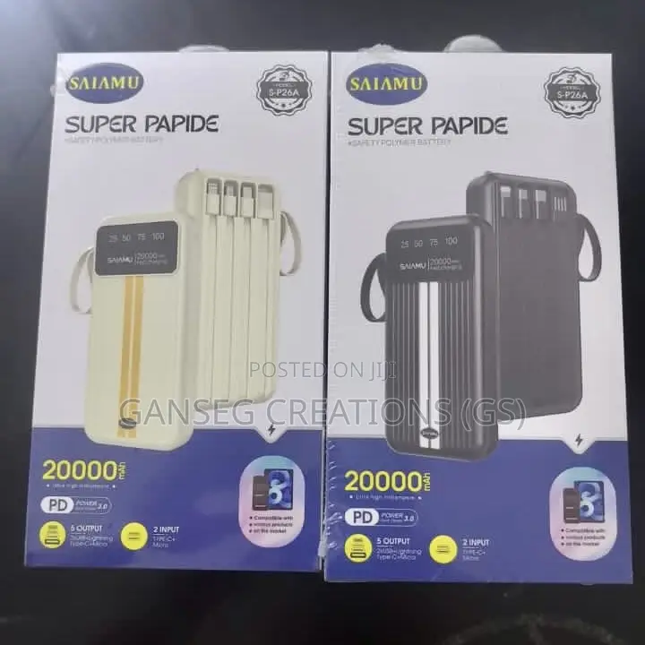 Saiamu 20000mah Power Bank With Built-in Fast Charging Cables