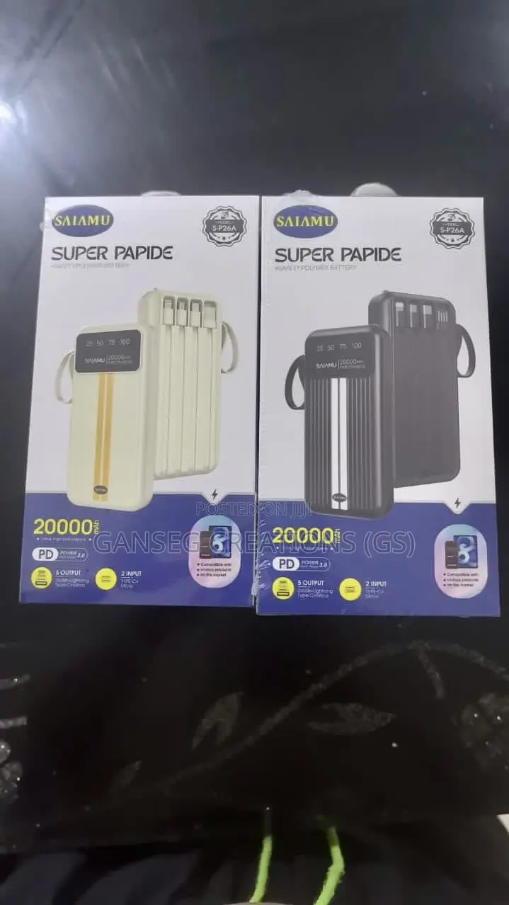 Saiamu 20000mah Power Bank With Built-in Fast Charging Cables