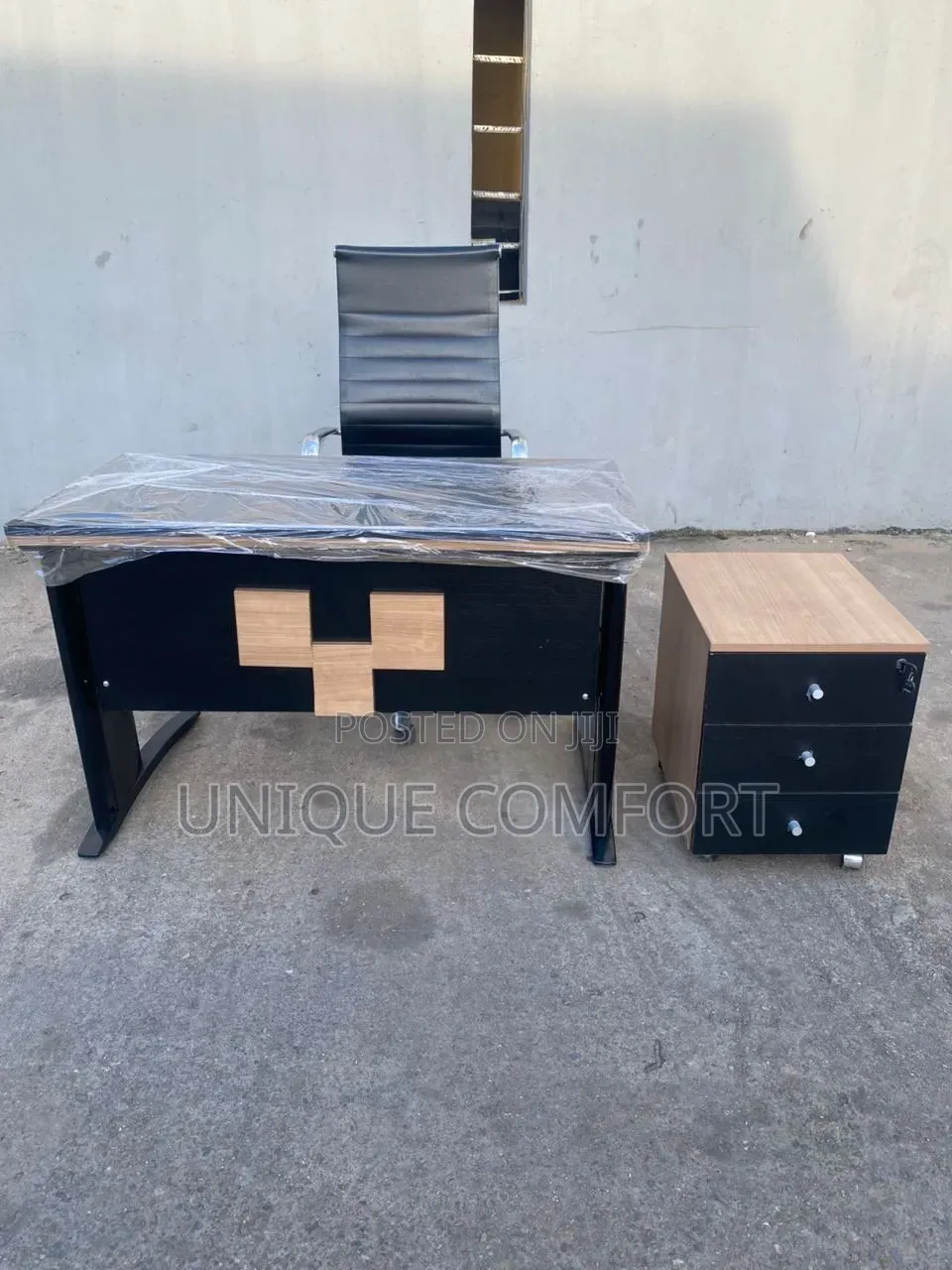 Brand New HDF Office Table With Iron Stand,Side Drawer and Chair