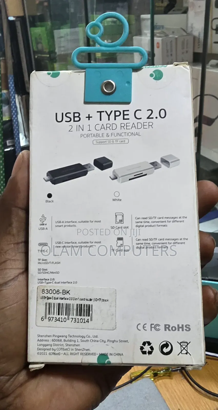 Coteci Usb + Type-C 2.0 2-in-1 Card Reader