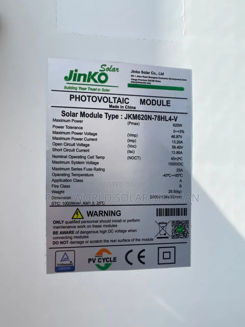 620w Original Jinko Monocrystalline Solar Panel