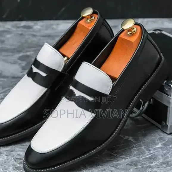 Premium Men's Two-Tone Leather Penny Loafers