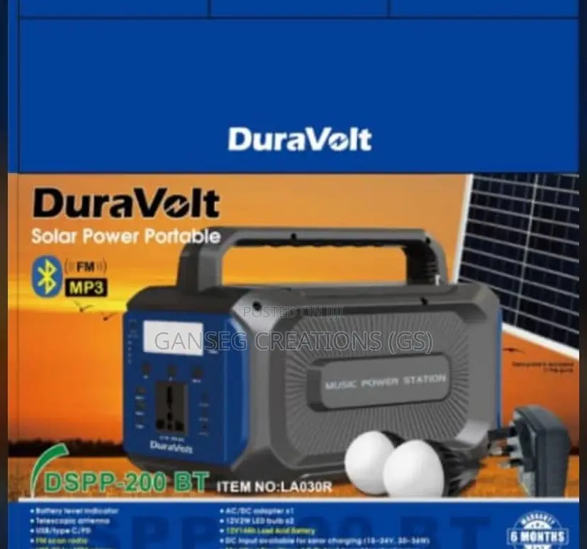 Duravolt200w Solar Power Portable Station+Bluetooth Speaker DSPP-200bt