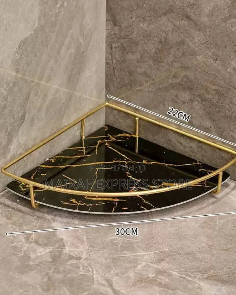 Golden Texture Triangle Bathroom Organizer Tray Atm